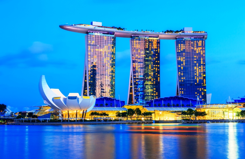 Marina Bay Sands, Singapore: "Marina Bay Sands, iconic Singapore casino with a rooftop infinity pool."