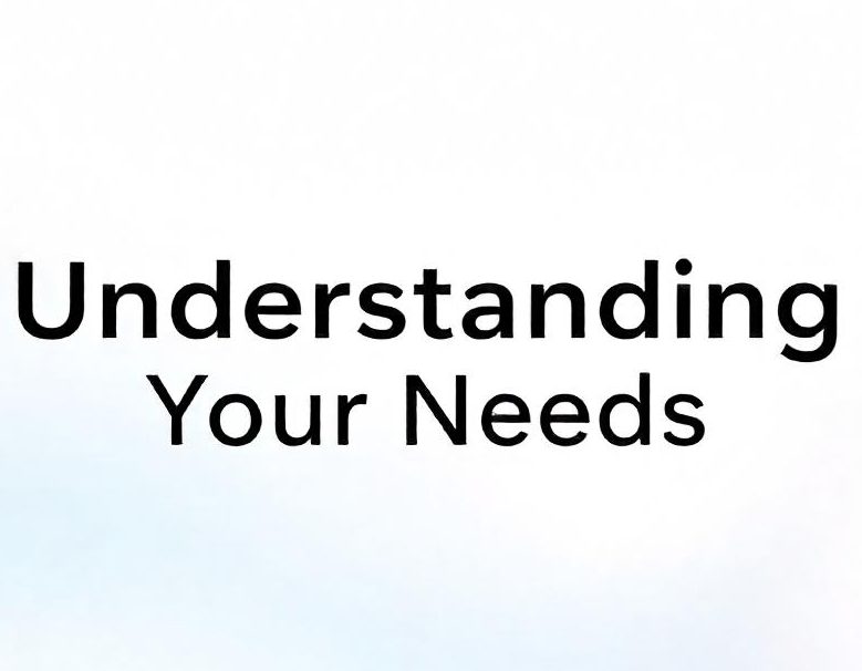 "Understanding Your Needs" written in bold black letters on a white background.